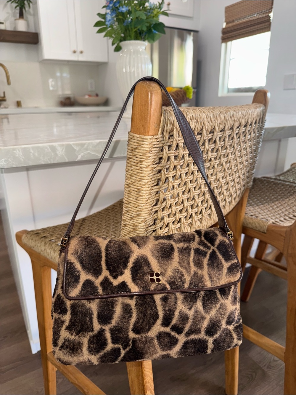 Vintage Kate Spade New York Giraffe Animal Print Brown Shoulder Bag Baguette 90s - Picture 5 of 17